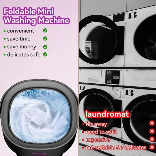 Miniatura 7 de Lavadora portátil, mini lavadora plegable de 20 litros y secadora de centrifugador, 3 modos de limpieza, pequeña y compacta máquina de lavandería