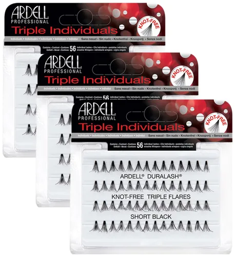 ARDELL Triple Individuals - Pestañas cortas sin nudos, color negro (paquete de 3)