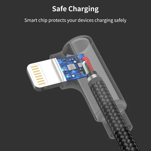 Miniatura 5 de Cable corto Lightning de 1 pie en ángulo recto, paquete de 3 cables de carga rápida USB a iPhone de 90 grados, compatible con Apple iPhone 13, 12