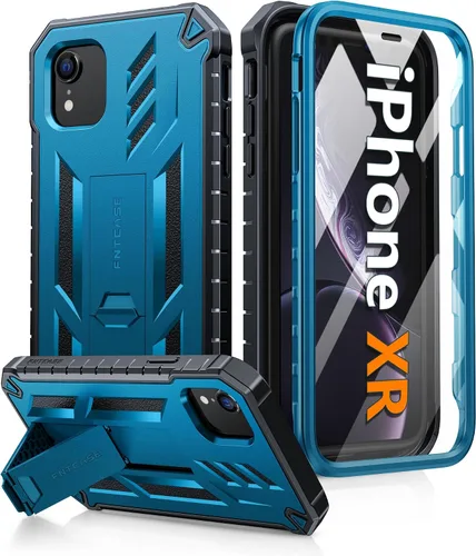 Miniatura 8 de FNTCASE Funda para iPhone XR: [Protector de pantalla y soporte integrados] [Protección contra caídas de grado militar] Funda de teléfono resistente