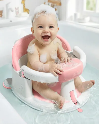 Miniatura 10 de Asiento de baño para bebés: silla de bañera antideslizante con ventosas, soporte de baño seguro y cómodo para bebés, ideal para sentarse, fácil