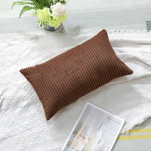 Miniatura 5 de Artscope Fundas de Almohada de Pana a Rayas Acogedoras Súper Suaves Decorativas Oblongas Fundas de Almohada Decorativa Funda de Cojín para Sofá