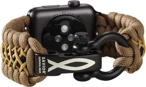 Miniatura 34 de Correa de paracord Savior Survival Gear, compatible con Apple Watch de 49/45/44/42/41/40/38 mm, correa de iWatch Series Ultra 10 9 8 7 6 5 4 3 2 1