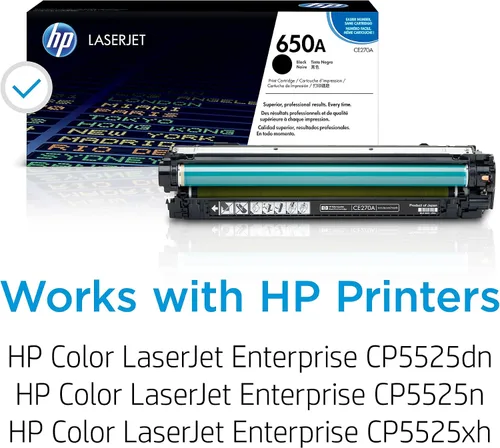Miniatura 2 de HP Cartucho de tóner negro 650A Funciona Color LaserJet Enterprise CP5525 Series CE270A