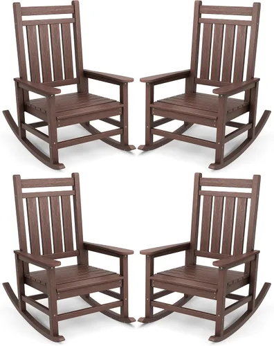 Miniatura 39 de SEWALL Mecedora de polietileno de alta densidad para adultos, mecedora de gran tamaño para exteriores, para patio, porche, Aruba