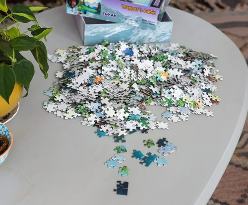 Miniatura 3 de Bob Ross Trapper's Cabin Nature Puzzle para adultos y niños Tablero de rompecabezas de 1000 piezas de Countryside Lake House Rompecabezas