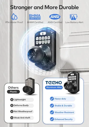 Miniatura 6 de TEEHO TE003 Cerradura de Puerta con Teclado de Entrada sin Llave con Manija, Cerraduras Inteligentes Digitales Electrónicas para Puerta Principal