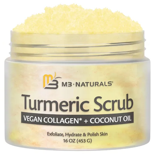 Exfoliante de cúrcuma y exfoliante de piel con colágeno y aceite de coco, exfolia suavemente la cara, el cuerpo, las manos y los pies, cuidado