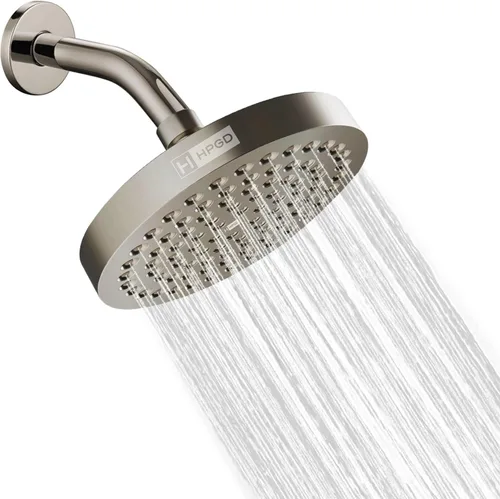 Cabezal de ducha – Lluvia de alta presión, redondo de 6 pulgadas, acabado de níquel de lujo, reemplazo universal de cabezal de ducha, boquillas