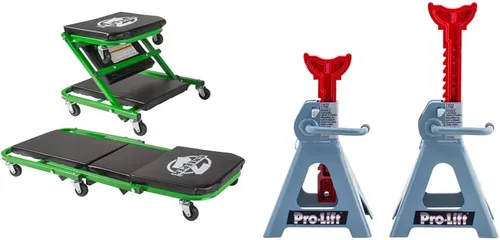 Pro-LifT T-6903D - Soportes de gato de doble pasador - 3 toneladas C-2036DG - Enredadera mecánica de 300 libras negro/verde - Equipo de garaje para