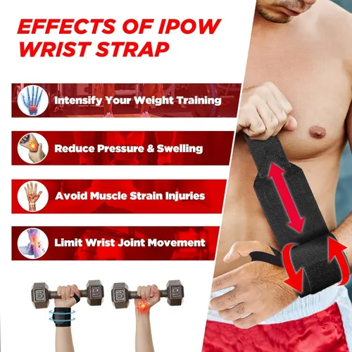 Miniatura 7 de IPOW Muñequeras profesionales de 18 pulgadas para levantamiento de pesas, paquete de 2 (aprobado por IPF), correas de muñeca de gimnasio resistentes