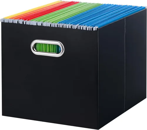 Miniatura 38 de Oterri Caja organizadora de archivos de cartón para colgar carpetas de archivos, tamaño carta, caja de archivos para escritorio de computadora