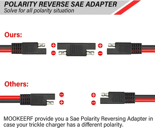 Miniatura 5 de MOOKEERF Cable de extensión SAE de 10 AWG – Cable de desconexión rápida de 20 pies, cable de extensión de cargador de batería, resistente