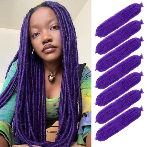 Miniatura 50 de Marley Twist - Cabello trenzado de 16 pulgadas, cabello afro trenzado elástico, paquete de 7 paquetes, cabello rizado rizado ombré, marrón Marrón