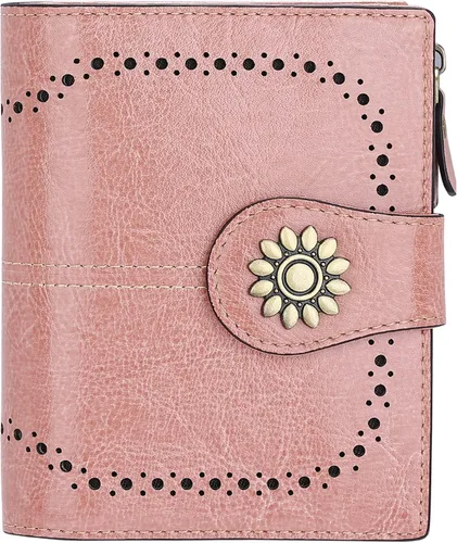 Miniatura 29 de Lavemi Cartera de Piel para Mujer Pequeña Compacta con Bloqueo RFID Estuche para Tarjetas de Crédito Monedero con Bolsillo con Cremallera Small