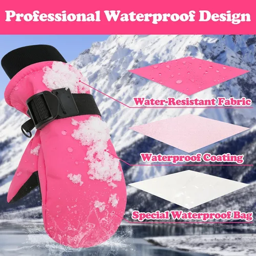 Miniatura 2 de Sarfel Guantes impermeables para niños pequeños, guantes de esquí, guantes de nieve, guantes para bebé, Thinsulate 1-7 años