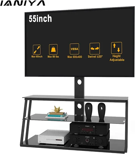 Miniatura 2 de IANIYA Soporte de TV con soporte ajustable en altura Soporte de entretenimiento para 32 a 65 pulgadas LCD de plasma LED o TV de pantalla curvada