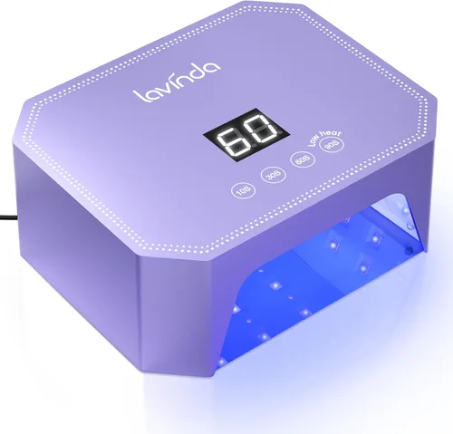 Miniatura 10 de Lavinda Lámpara de uñas LED UV de 54 W, luz de uñas de gel enchufable con pantalla LCD, 4 temporizadores, sensor automático, longitud de onda doble