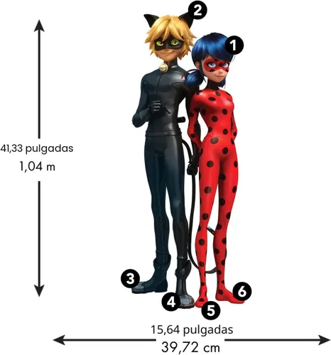 Miniatura 2 de RoomMates Miraculous: Tales of Ladybug and Cat Noir - Calcomanías de pared gigantes, vinilo, 15.65 x 41.33 pulgadas