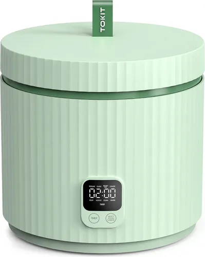TOKIT Olla Arrocera Pequeña 3 Tazas Sin Cocinar/6 Tazas Cocidas, Olla Arrocera Mini Moderna Multifuncional con Temporizador de 24 H y Calentador