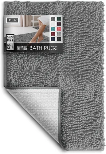 Miniatura 36 de Hearth & Harbor Alfombras de baño, tapete de baño de chenilla - Alfombras de baño lavables a máquina para baño con respaldo antideslizante de goma