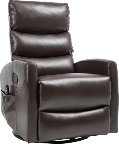 Miniatura 13 de PELUMY Sillón reclinable y mecedora giratoria de 360° con calor y masaje vibratorio, silla balancín para adultos, sillón reclinable compacto