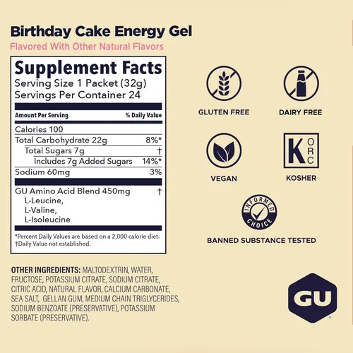 Miniatura 3 de GU Energy Original Sports Nutrition - Gel energético, 24 unidades, pastel de cumpleaños