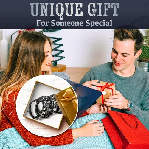 Miniatura 9 de 6 pulseras emo de cuero para hombres y mujeres, joyas góticas ajustables punk rock, diseños de estrellas de calavera, se adapta a muñecas de 7 a 11