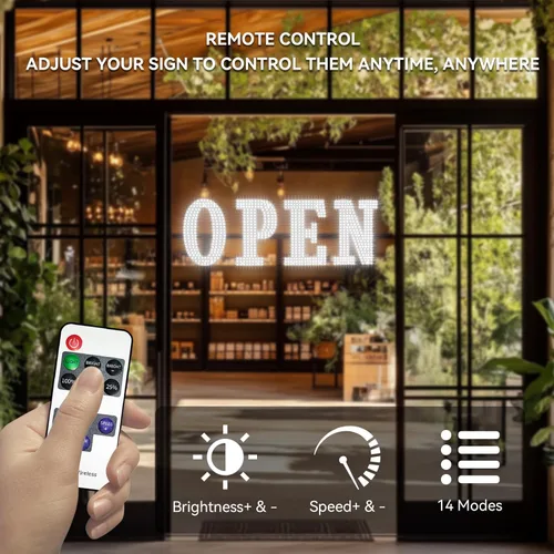 Miniatura 2 de Letrero LED abierto grande de 30" x 10" con control remoto de alta visibilidad para negocios, letrero abierto de 14 modos adecuado para tienda, bar