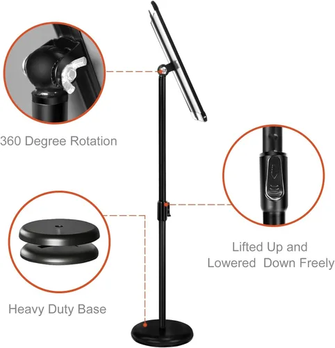 Miniatura 5 de Soporte ajustable para letreros de pedestal, soporte para póster de aluminio, marco abierto para 8.5 x 11 pulgadas con base redonda pesada, muestra