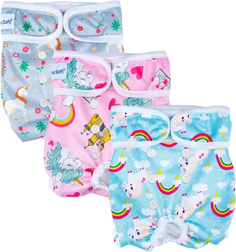 Miniatura 8 de Pet Soft Pañales para perras, paquete de 3 pañales lavables para perros en celo, reutilizables, bragas de período, pañales para cachorros hembra