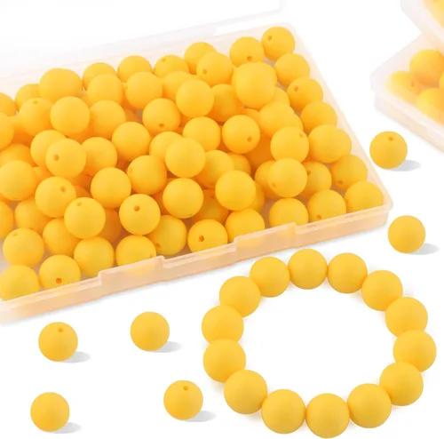 Miniatura 21 de Sunrony 70 cuentas de silicona para hacer collares, cuentas redondas de silicona a granel de 0.59 pulgadas para bolígrafos (rosa caramelo)