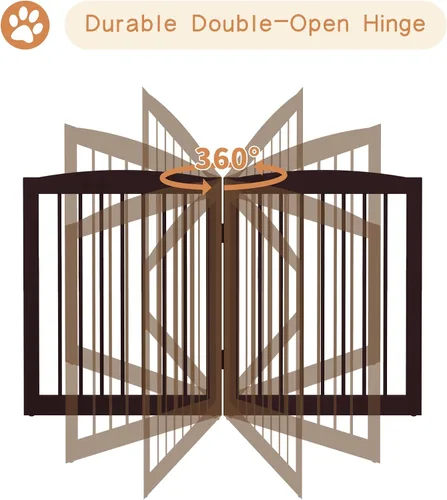 Miniatura 6 de PUPETPO Puerta independiente para mascotas para perros, puerta plegable de madera para perros para casa, puerta interior para perros para puertas