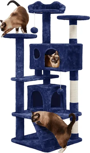 Miniatura 10 de Yaheetech Árbol para gatos XL, torre de varios niveles de 80 pulgadas con postes rascadores, cuevas dobles, plataformas encaramadas y bolas