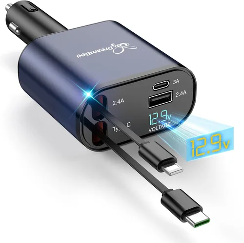 Miniatura 13 de Cargador retráctil para automóvil, cargador USB súper rápido para iPhone de automóvil, regalos para hombres y mujeres, accesorios para automóvil