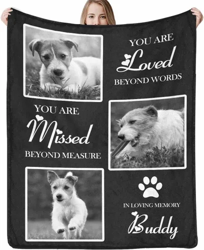 Miniatura 17 de Artsadd Manta conmemorativa personalizada con fotos para la pérdida de perros y gatos, manta conmemorativa personalizada, regalos de memoria amorosa
