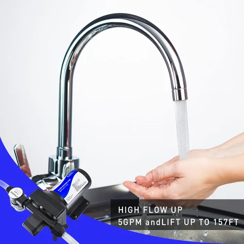 Miniatura 2 de Tdrsuper Bomba Reforzadora de Presión de Agua, Bomba de Diafragma de Agua de 12V CC, 5GPM 70PSI con Enchufe de Alimentación, Bomba de Agua