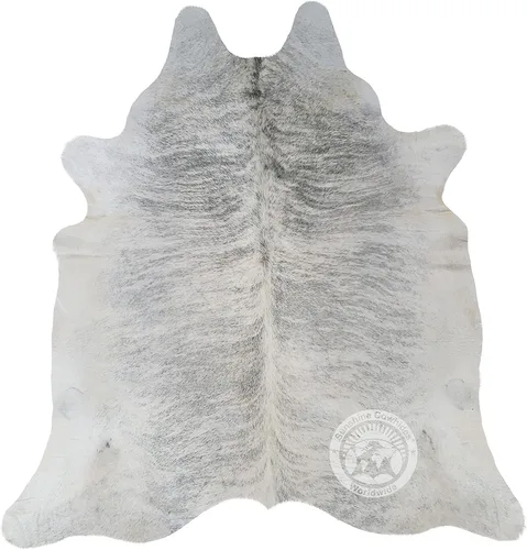 Miniatura 4 de Sunshine Cowhides Alfombra de piel de vaca 100% auténtica, color gris claro, beige, alfombra de estilo moderno de piel animal y alfombra para sala