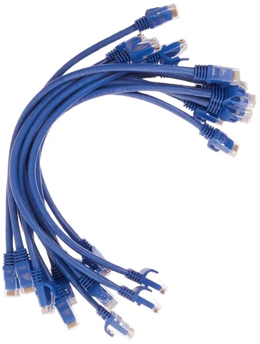 Monoprice Cable de conexión Ethernet Cat6, RJ45 sin enganches, cable de cobre puro trenzado de 24 AWG, 550 Mhz, UTP, paquete de 12, 1 pie, azul,