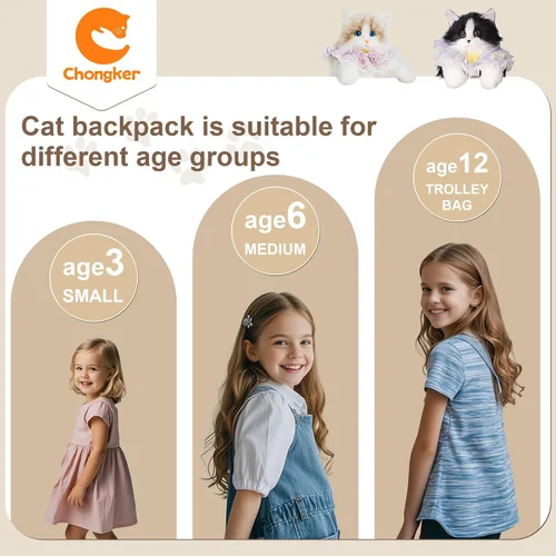 Miniatura 8 de Chongker Mochila con forma de gato Calico, negro (BlackCat), Grande, Mochila Gato Negro