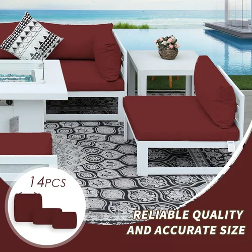 Miniatura 7 de NICESOUL® 14 fundas de cojín de repuesto para patio al aire libre, de 28 x 28 x 4 pulgadas, resistente al agua, con cremallera, fundas de cojín