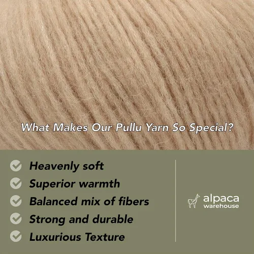 Miniatura 2 de Pullu - Juego de 3 madejas de hilo de lana de alpaca bebé y merino (150 gramos) de peso worsted - Procedencia directa de Perú - Celestialmente suave