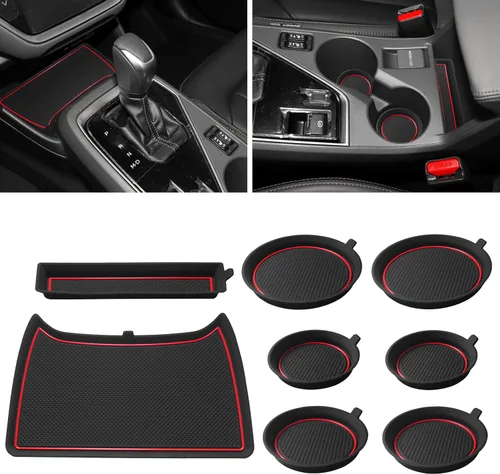 Miniatura 11 de Forro de Portavasos para Subaru Crosstrek/Impreza Accesorios 2024 2025 2026 Consola Central Alfombrilla de Portavasos de Silicona 3D Premium Negro