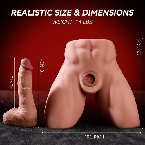 Miniatura 8 de BAQUICK Muñeca sexual masculina de 14 libras con consolador realista de empuje y vibración extraíble, diseño de conducción manos libres, canal anal