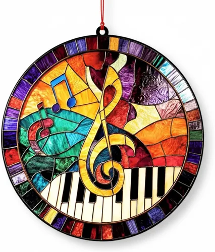 Adornos de piano para árbol de Navidad, adornos de Navidad acrílicos atrapa-rayos, adorno de nota musical con teclas de piano, regalos para músicos