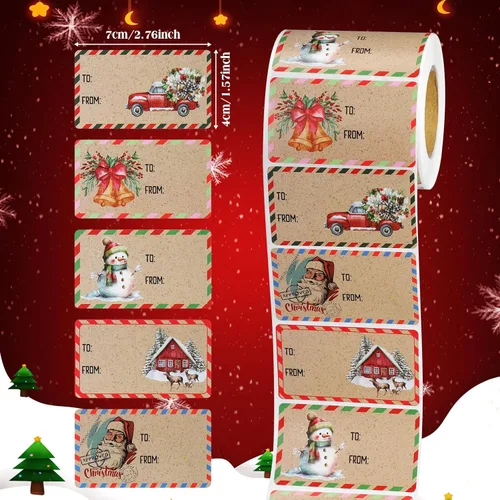 Miniatura 2 de Outus 500 etiquetas de Navidad, etiquetas autoadhesivas de regalo para regalos de Navidad, etiquetas de nombre de Navidad, etiquetas para papel