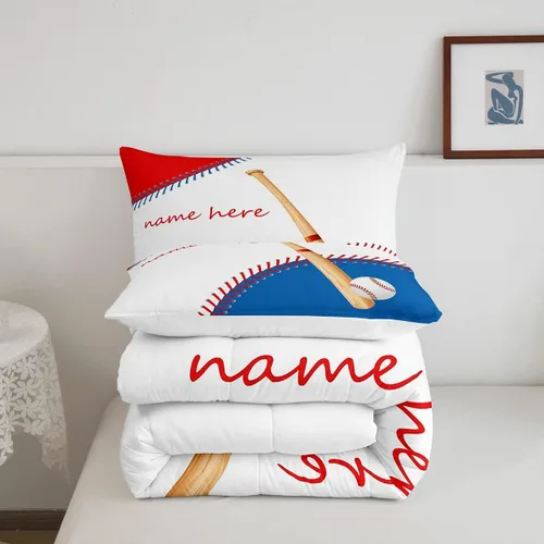 Miniatura 5 de Regalos personalizados, juego de ropa de cama de bate de béisbol, edredón deportivo de plumón, juego de edredón completo de softbol, regalos Multi 08