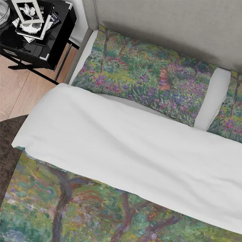 Miniatura 4 de Juego de funda de edredón de colores brillantes, juego de ropa de cama estética Claude Monet, 1 funda de edredón y 2 fundas de almohada, cómodo