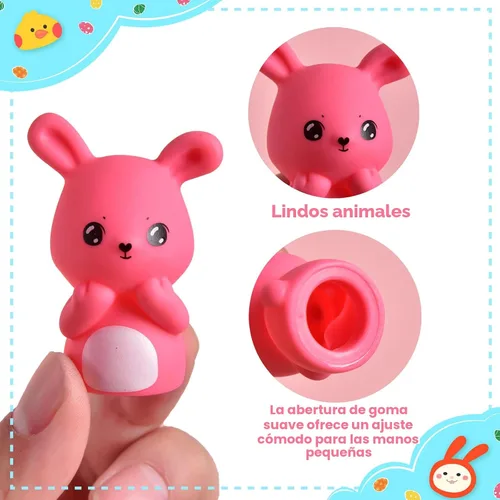 Miniatura 4 de FUN LITTLE TOYS 10 piezas de recuerdos de fiesta de Pascua para niños con marionetas de dedo de pollito, rellenos surtidos de huevos de Pascua