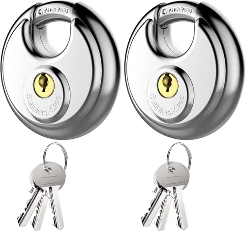 Miniatura 9 de Puroma Candado con llave, cerradura de casillero de acero inoxidable, cerraduras resistentes con 3 llaves, cerradura de unidad de almacenamiento